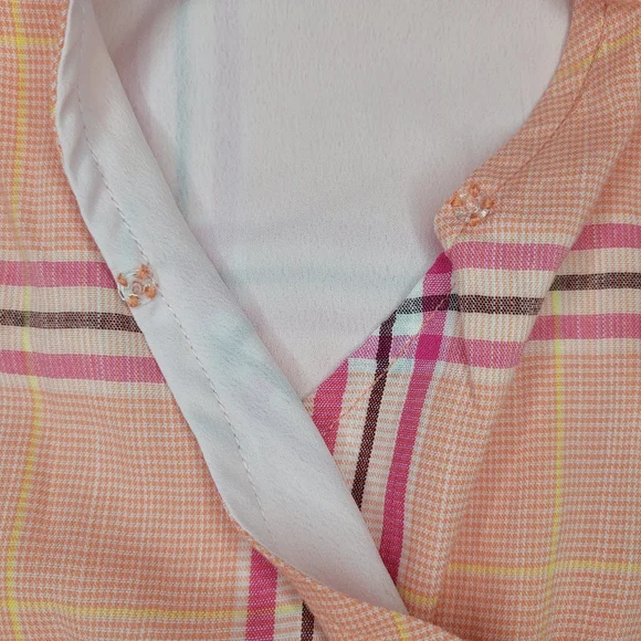 NWT Old Navy Dress Womens XXL Pink Orange Plaid Ruffle Fauz Wrap Picnic Summer - Picture 8 of 10